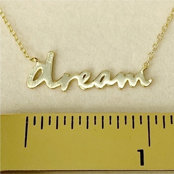 Dream Script Necklace by Argento Vivo Gold Script Message Word Art NWT New - Picture 5 of 9